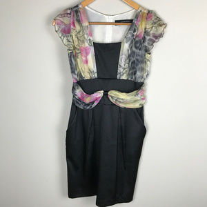 Zara Basic Black/Floral dress Sz S